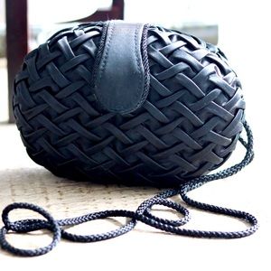 Vintage Accessory Lady mini purse quilted clutch crossbody pillbox black  6.5”